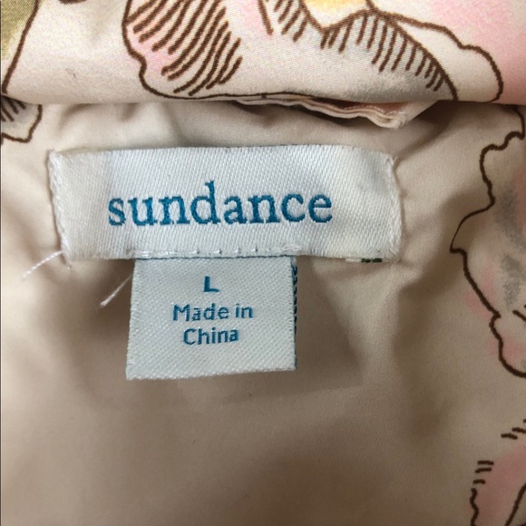 Sundance Duck Down womens L Floral Puffer Jacket with Faux Fur Hood Like new - Picture 5 of 12